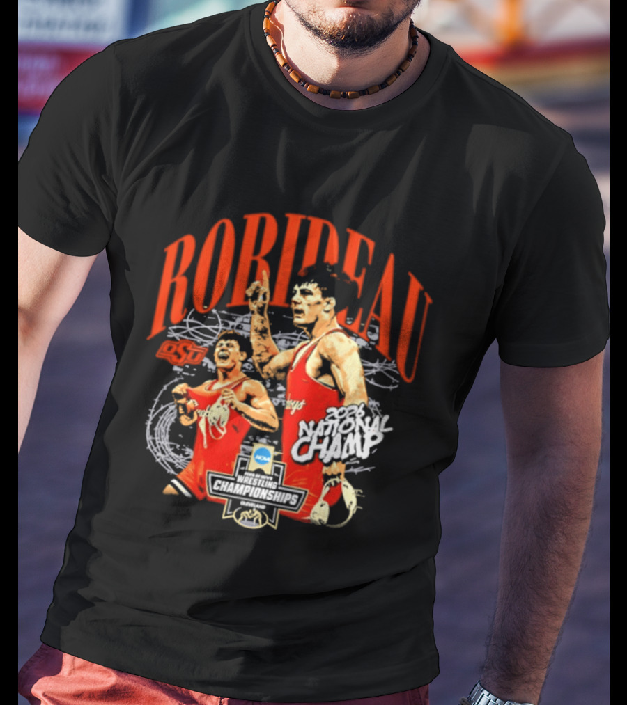 Landon Robideau Oklahoma State Wrestling 2026 National Champ Robideau NCAA T-Shirt