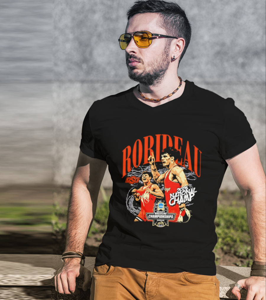 Landon Robideau Oklahoma State Wrestling 2026 National Champ Robideau NCAA T-Shirt