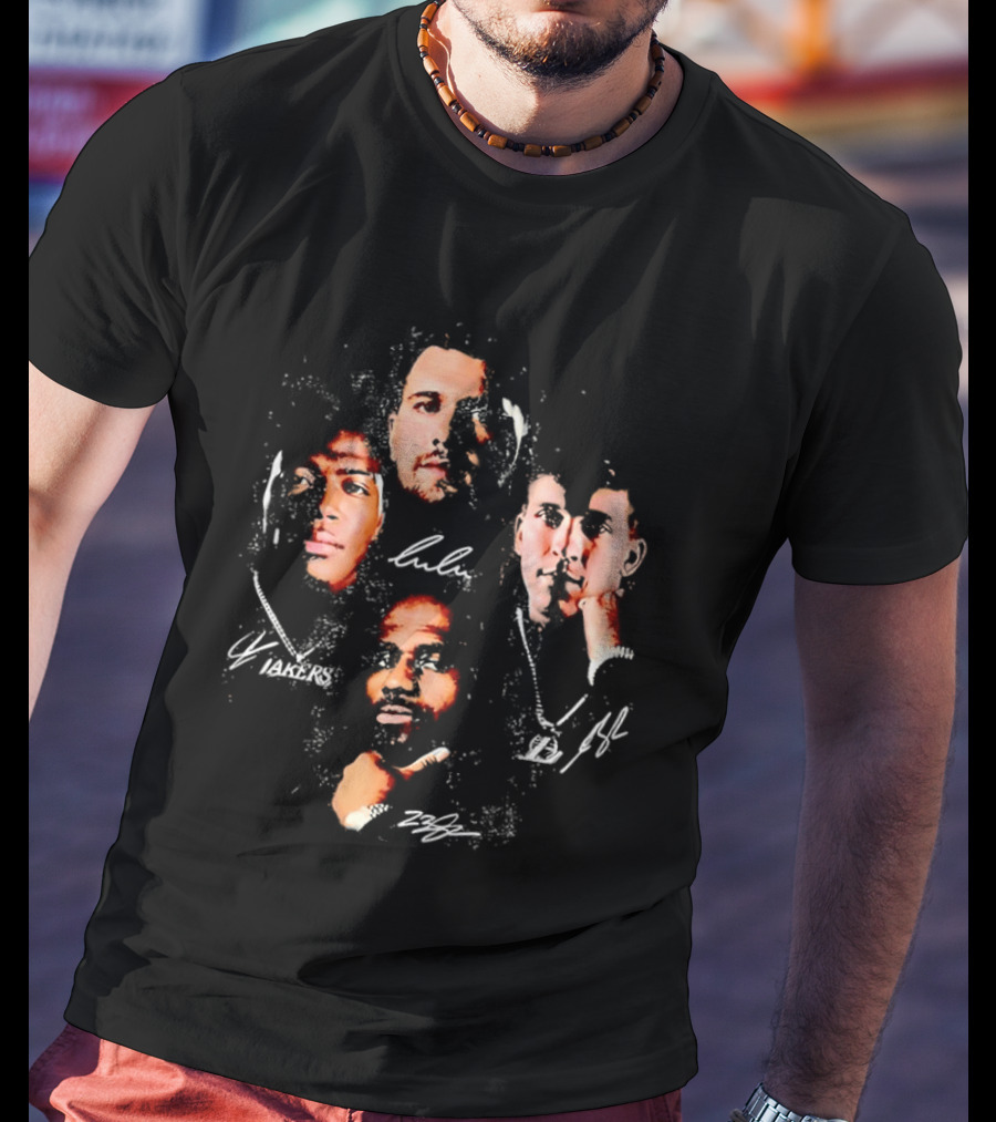 Lulu Lakers 23 Collage Featuring Iconic Player Portraits And Signature T-Shirt