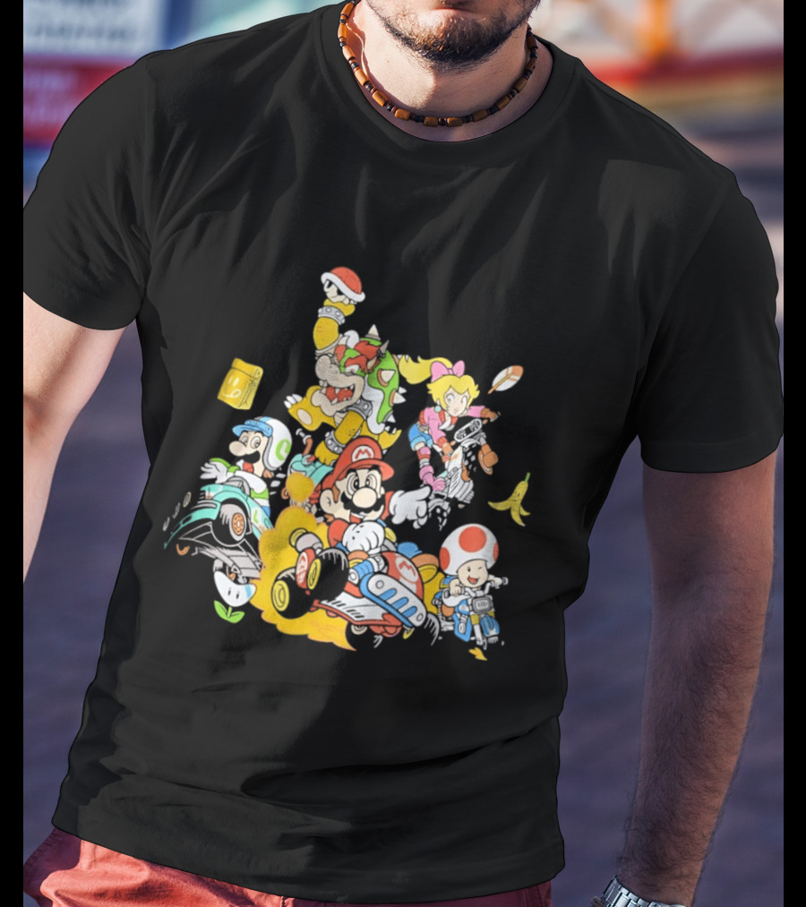 Mario Kart Racing Adventures With Luigi Toad Bowser Princess Peach T-Shirt