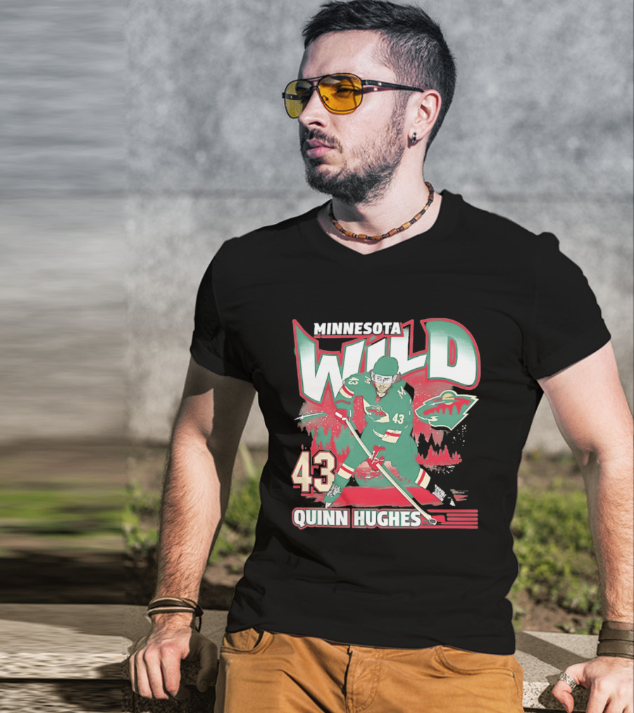 Minnesota Wild Quinn Hughes 43 Hockey Team Player Number T-Shirt