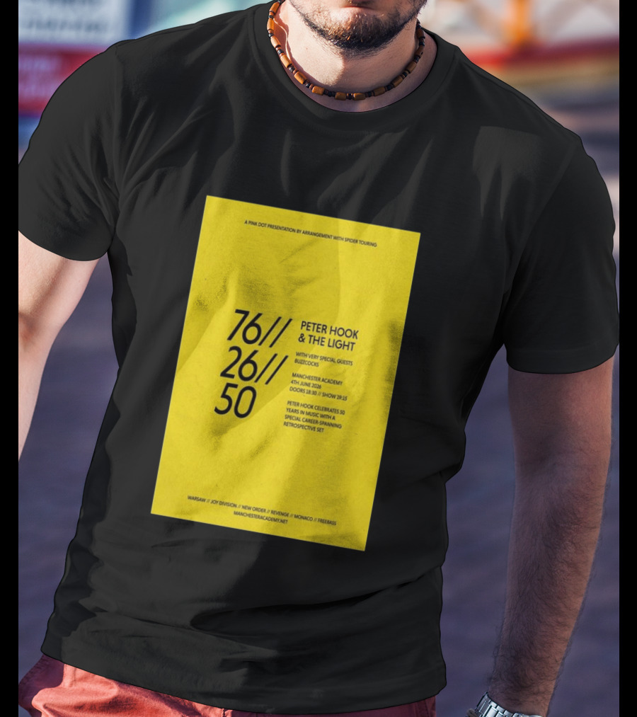 Peter Hook & The Light 76 26 50 Manchester Academy Buzzcocks Retrospective Set T-Shirt