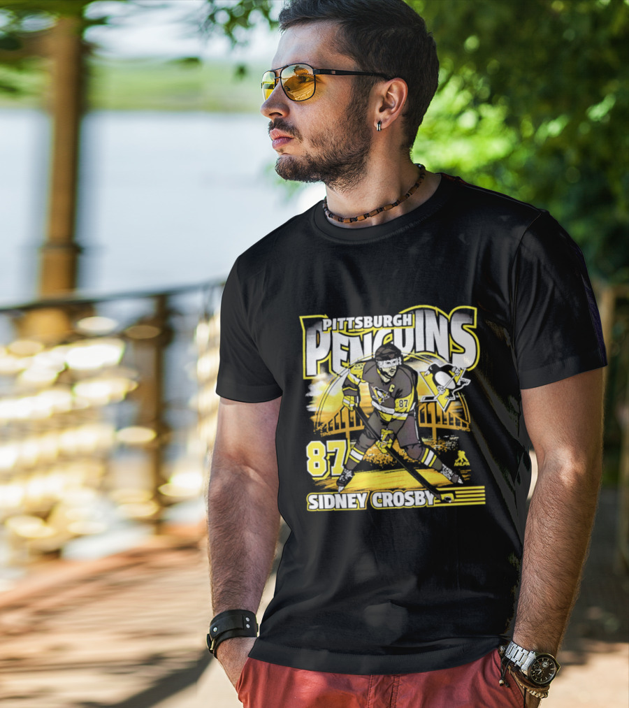 Pittsburgh Penguins Sidney Crosby 87 Hockey Action T-Shirt