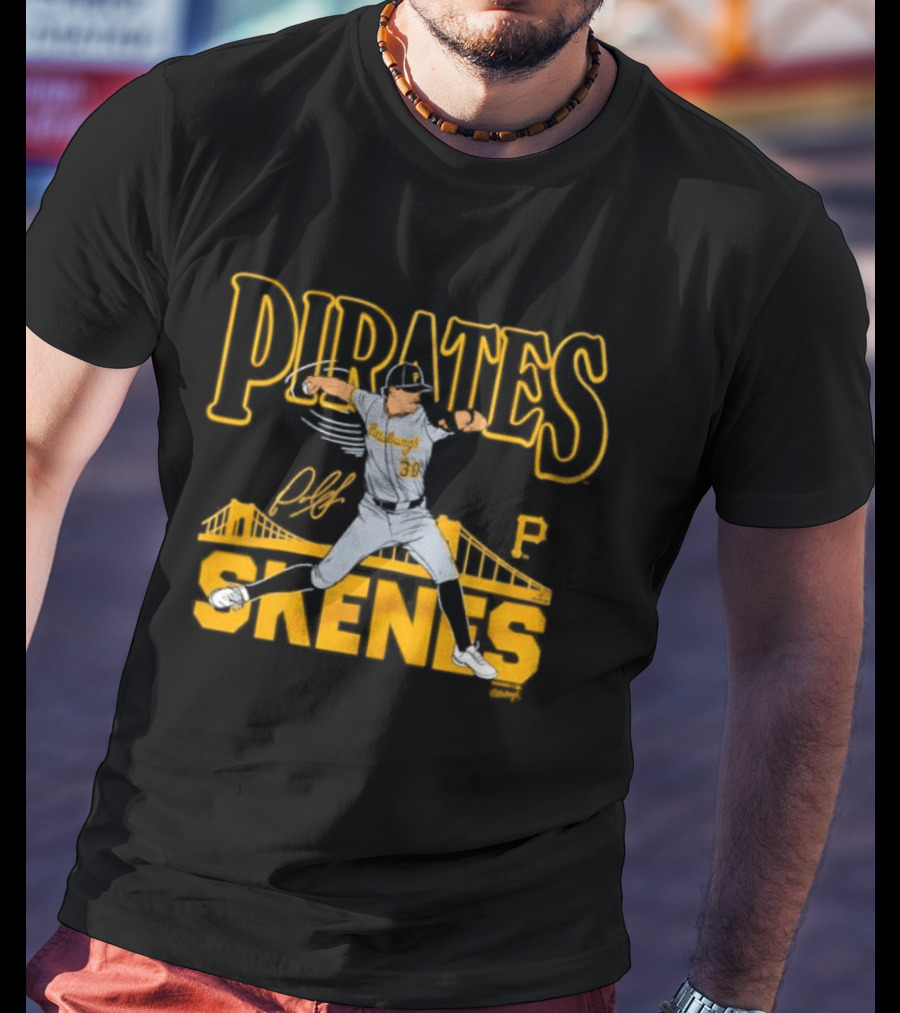Pittsburgh Pirates Paul Skenes Signature Bridge T-Shirt