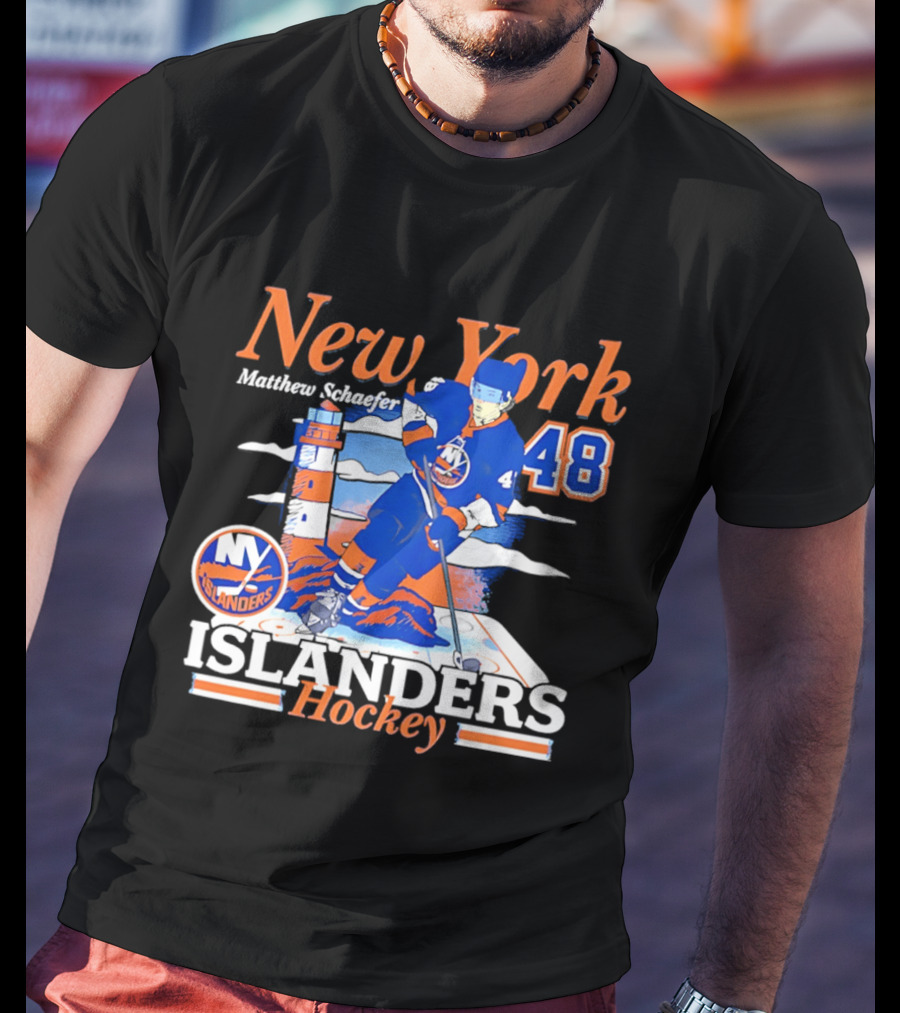 New York Islanders Matthew Schaefer 48 Hockey Team T-Shirt