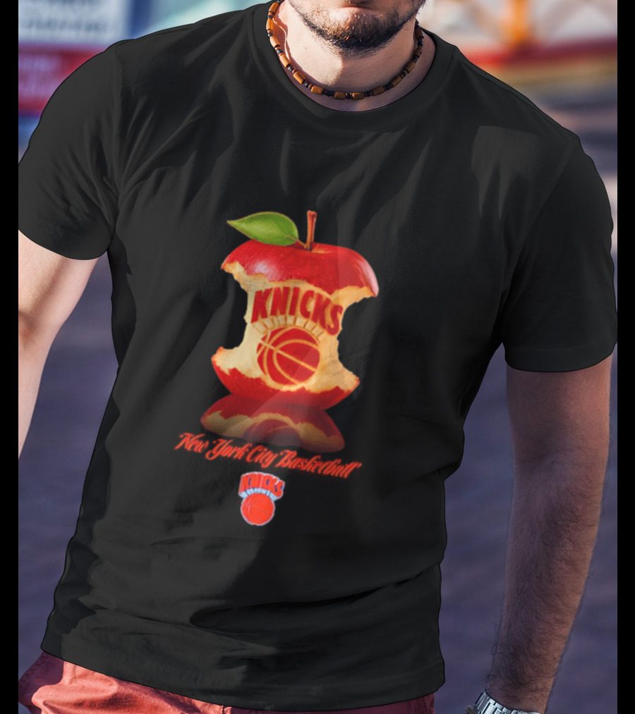 Knicks New York City Basketball Court Apple T-Shirt