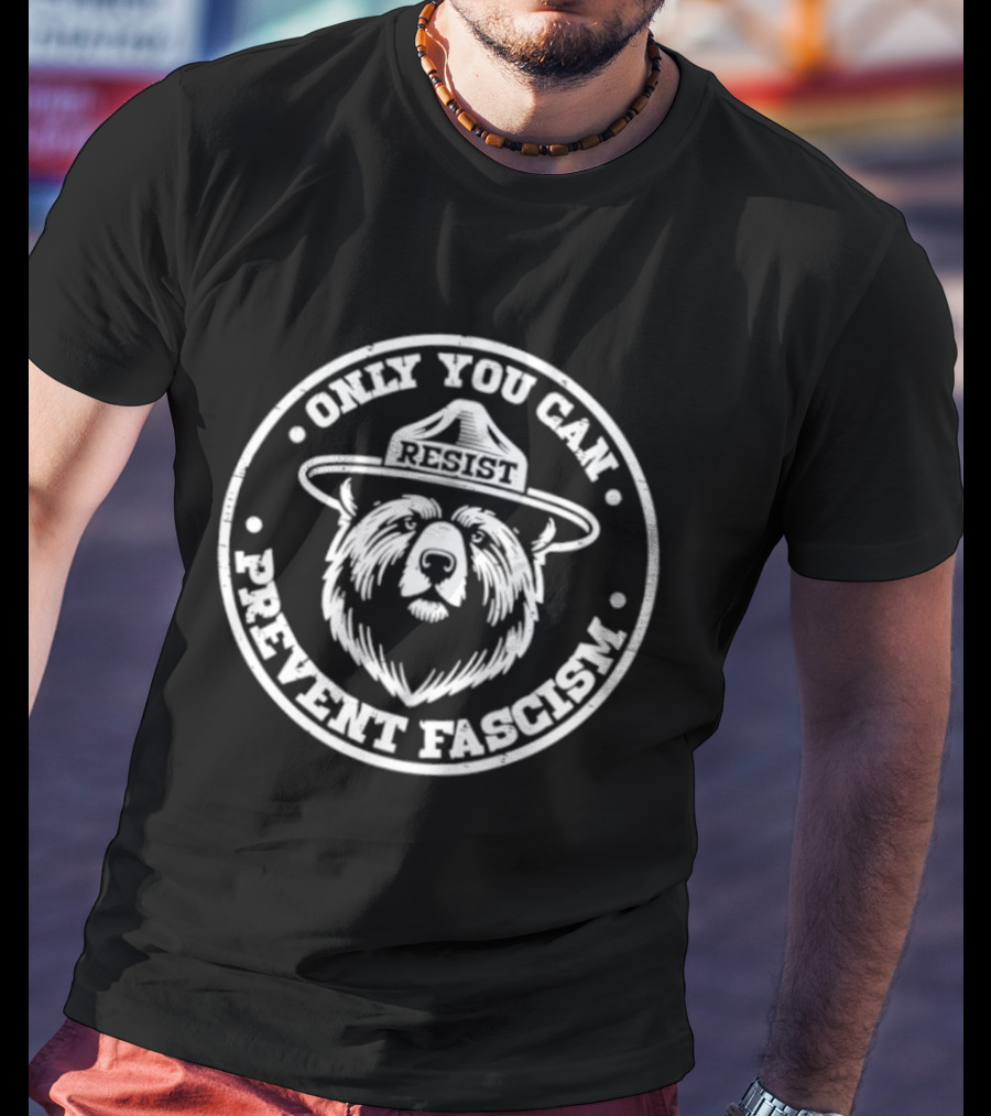 Resist Bear Only You Can Prevent Fascism Circular Seal T-Shirt