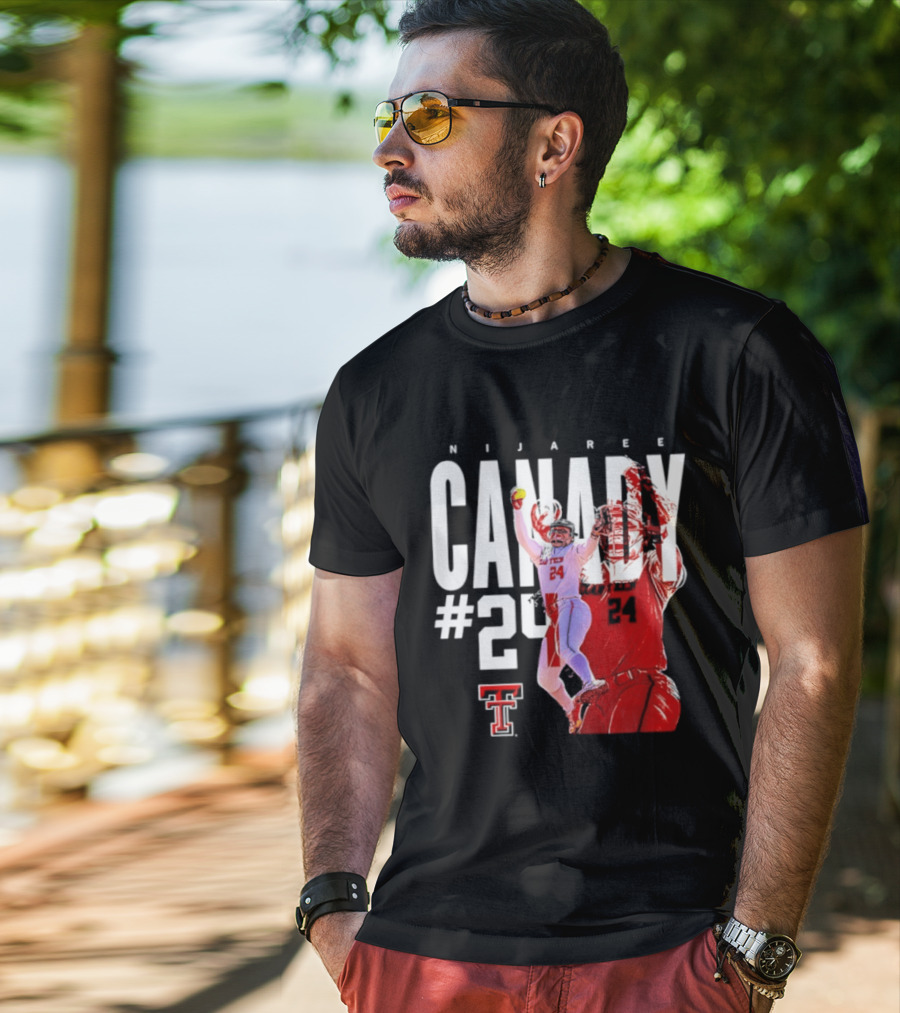NiJaree Canady 24 Texas Tech Softball Player Pose With Team T-Shirt