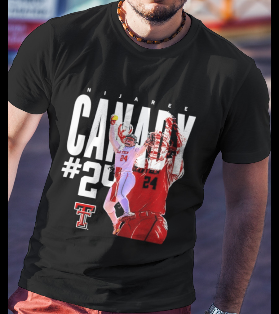 NiJaree Canady 24 Texas Tech Softball Player Pose With Team T-Shirt