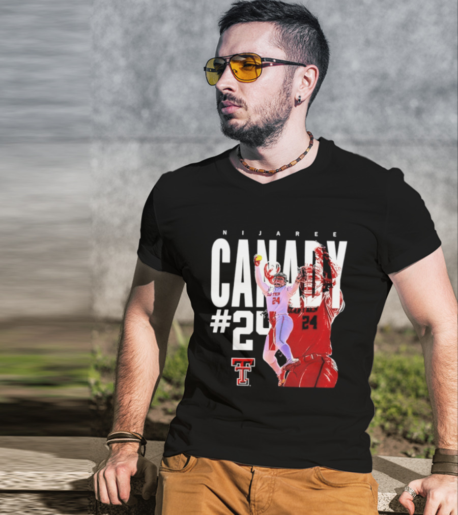 NiJaree Canady 24 Texas Tech Softball Player Pose With Team T-Shirt