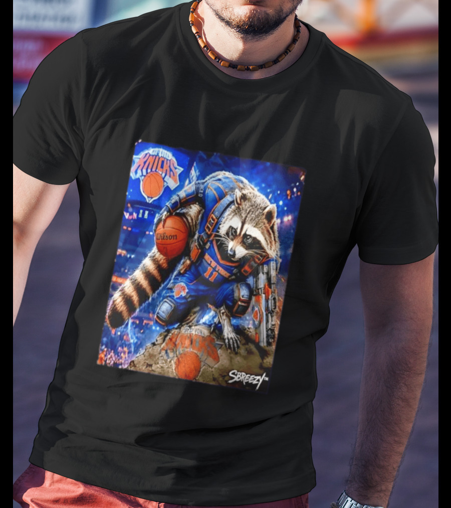 Rocket Raccoon New York Knicks NBA Basketball 11 S Breezy Wilson T-Shirt