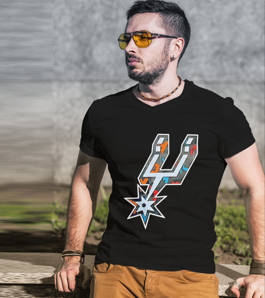 San Antonio Spurs Fiesta Colors Iconic Basketball T-Shirt