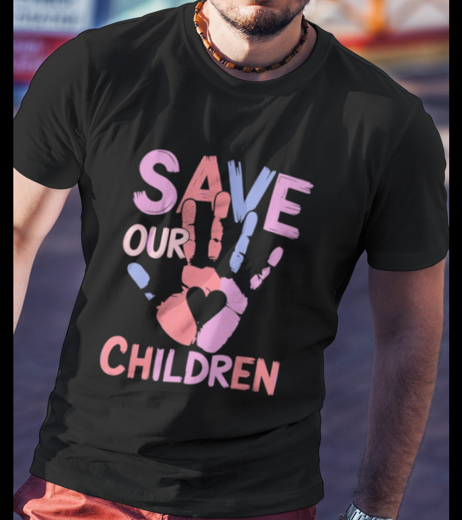 Save Our Children End Human Trafficking Awareness Handprint Heart T-Shirt