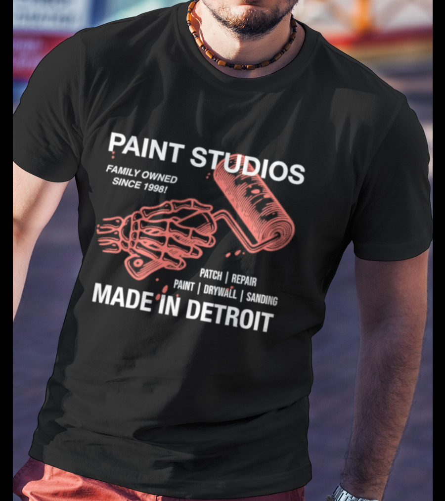 Paint Studios Family Owned Since 1998 Patch Denim Print Upholstery Sewing Made In Detroit T-Shirt