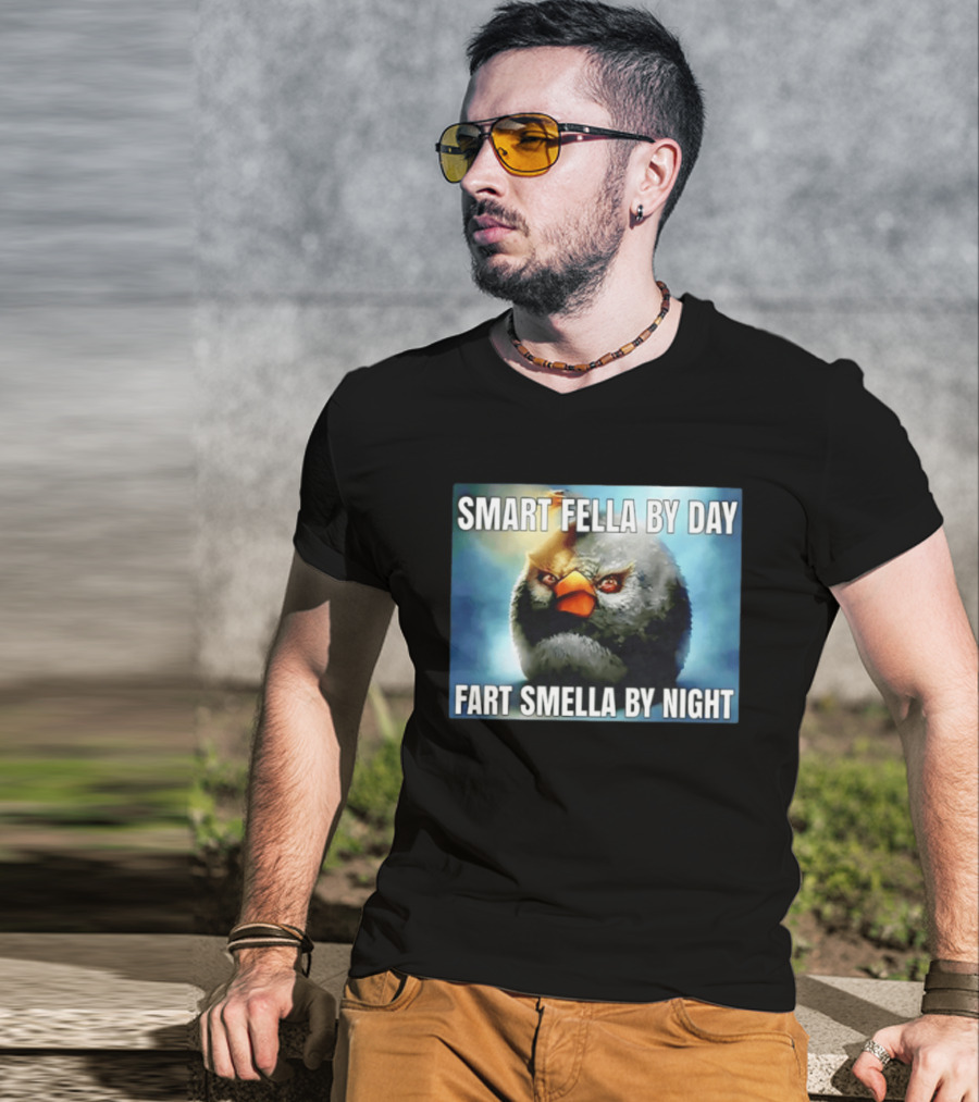 Smart Fella By Day Fart Smella By Night Funny Bird Meme T-Shirt