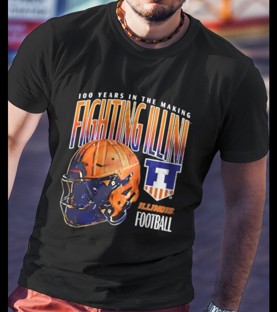 Fighting Illini 100 Years In The Making 2023 Illinois Football Helmet T-Shirt