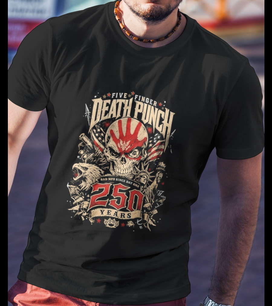 Five Finger Death Punch American Independence Day 250 Years Anniversary Skull Handprint T-Shirt