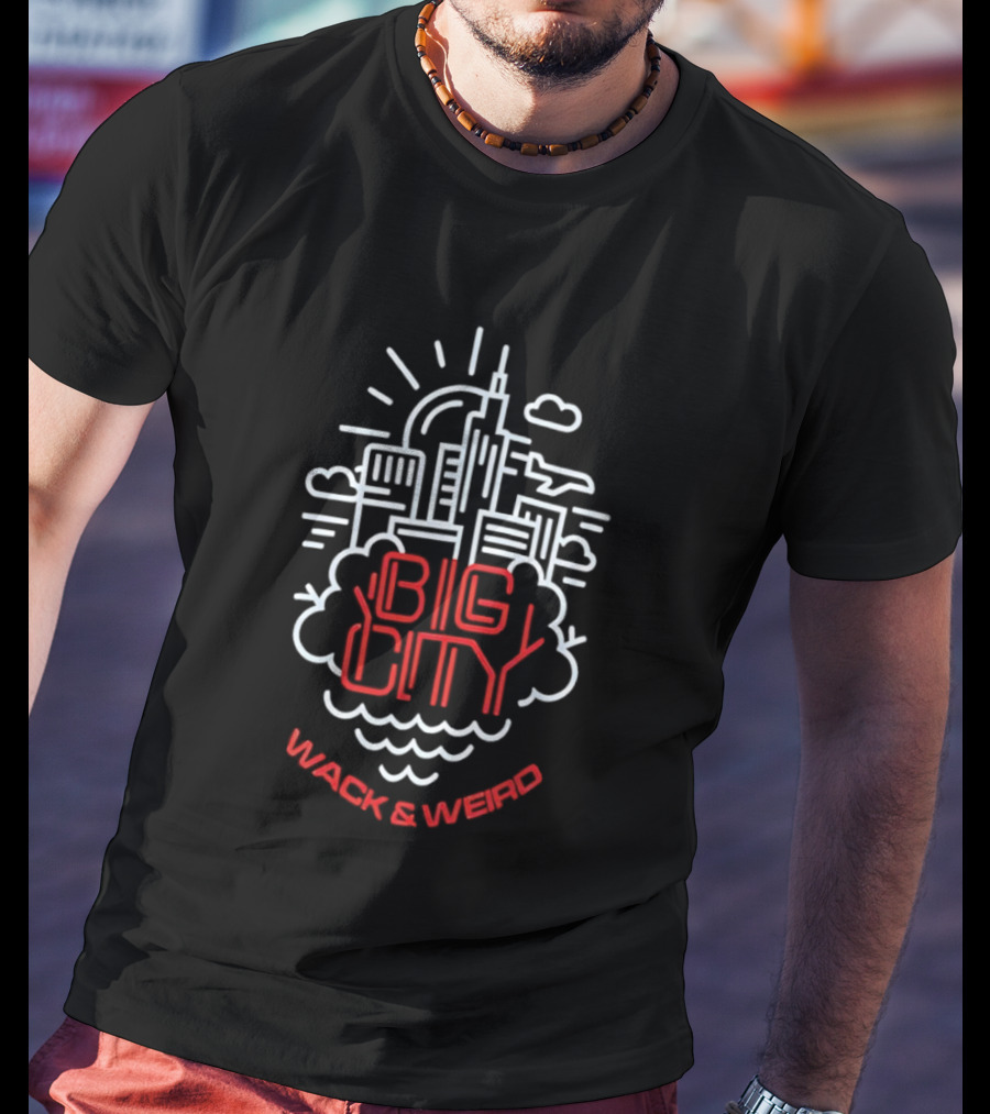 Big City Wack And Weird Urban Skyline Airplane Cloud Minimalist T-Shirt