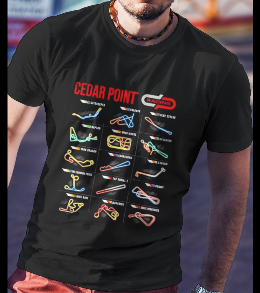 Cedar Point Racing Track Layouts Millennium Force Maverick Top Thrill Dragster T-Shirt