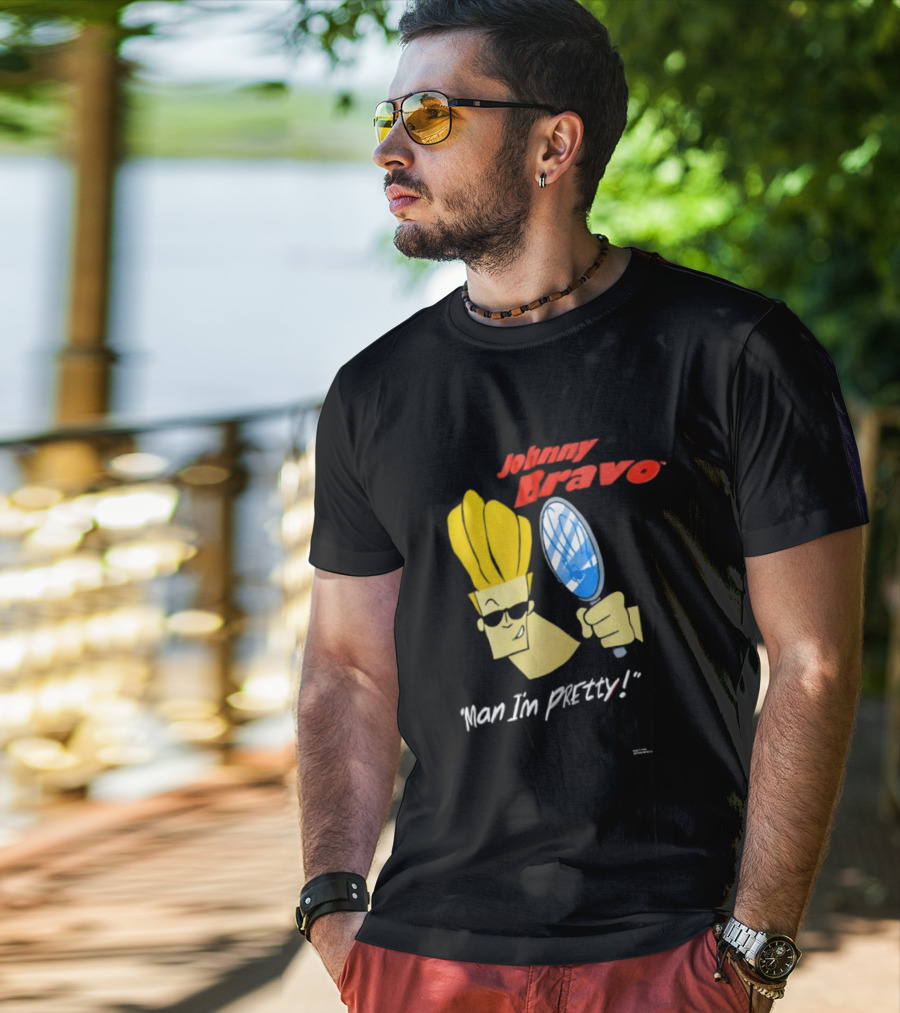 Johnny Bravo Man I'm Pretty Magnifying Mirror T-Shirt