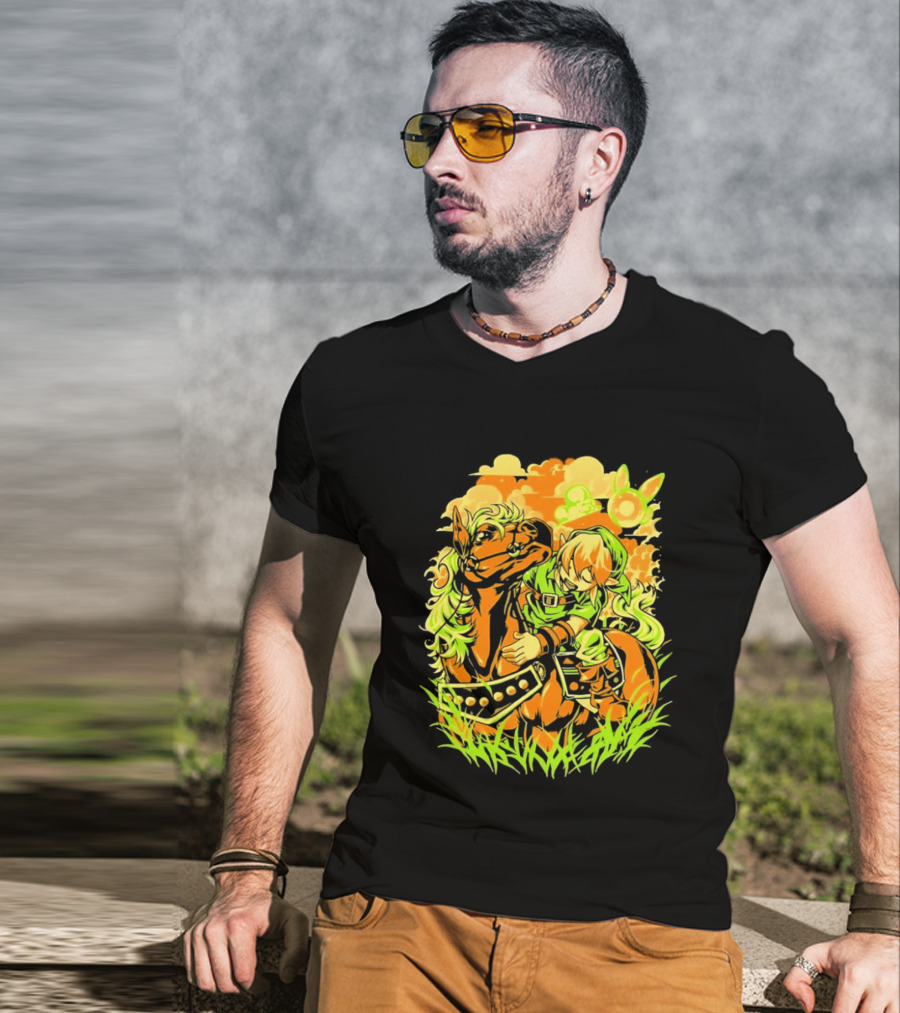 Legend Of Zelda Link And Epona Journey Through Hyrule Fields Adventure T-Shirt