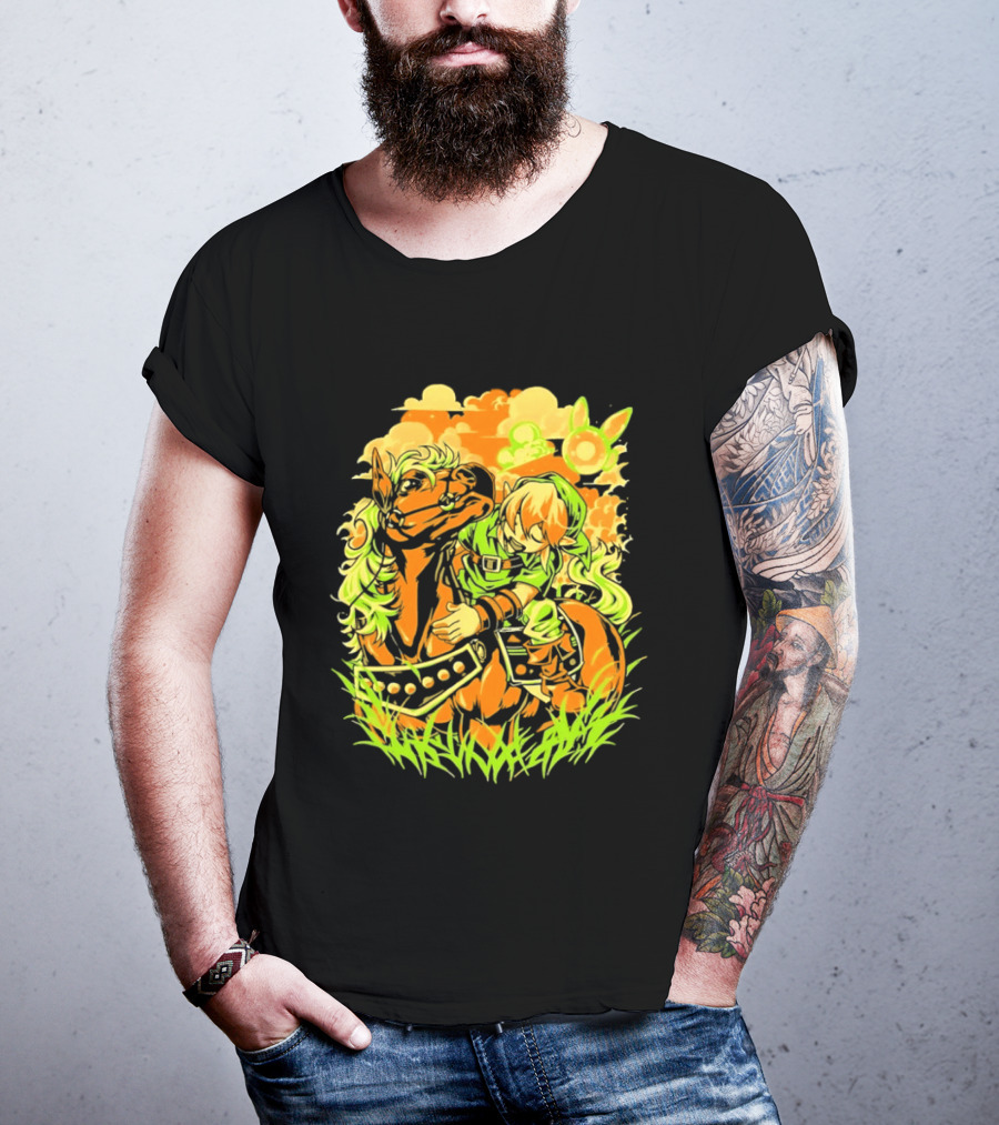 Legend Of Zelda Link And Epona Journey Through Hyrule Fields Adventure T-Shirt