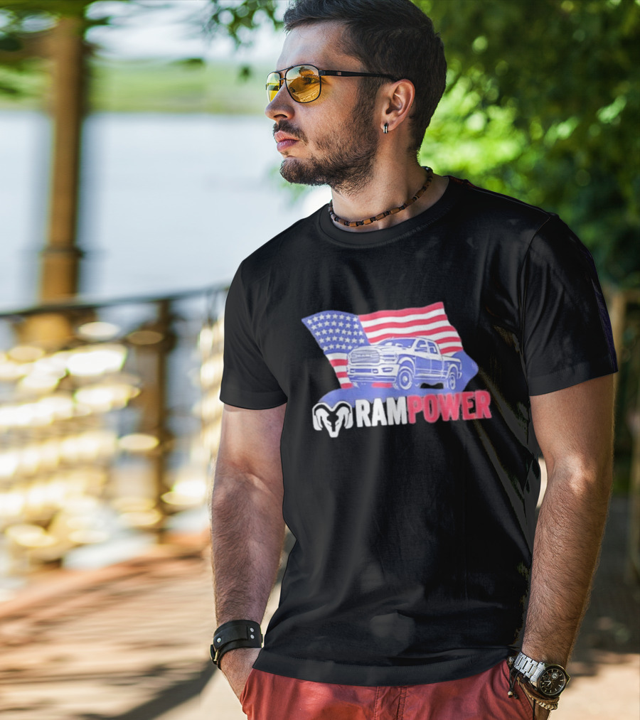 Ram Power American Flag Truck Patriot T-Shirt