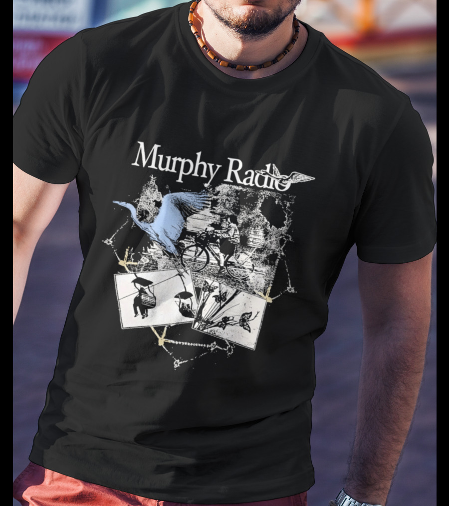 Murphy Radio Bicycle Bird Nature Sketch Montage Wildlife Collage T-Shirt