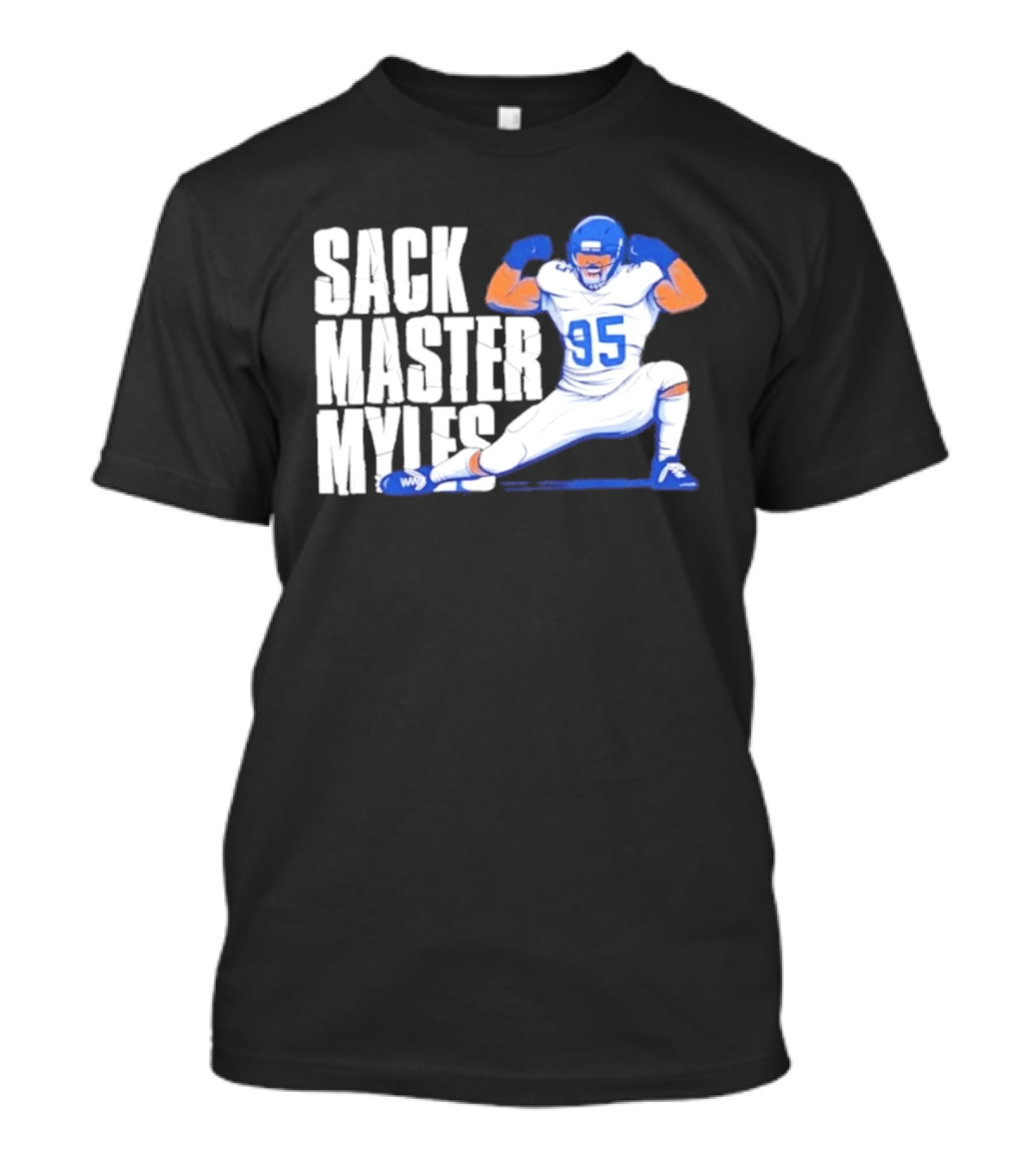 Myles 95 Sack Master Football Pose T-Shirt