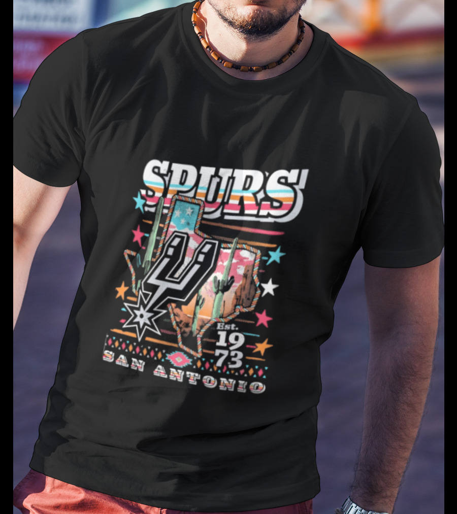Spurs San Antonio 1973 Desert Cactus Stars Retro Western T-Shirt