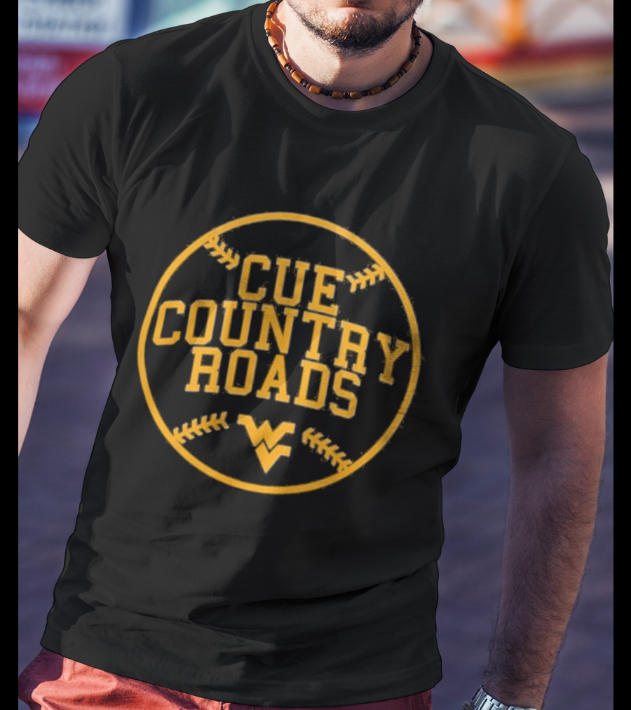 NCAA West Virginia Mountaineers Cue Country Roads Baseball T-Shirt