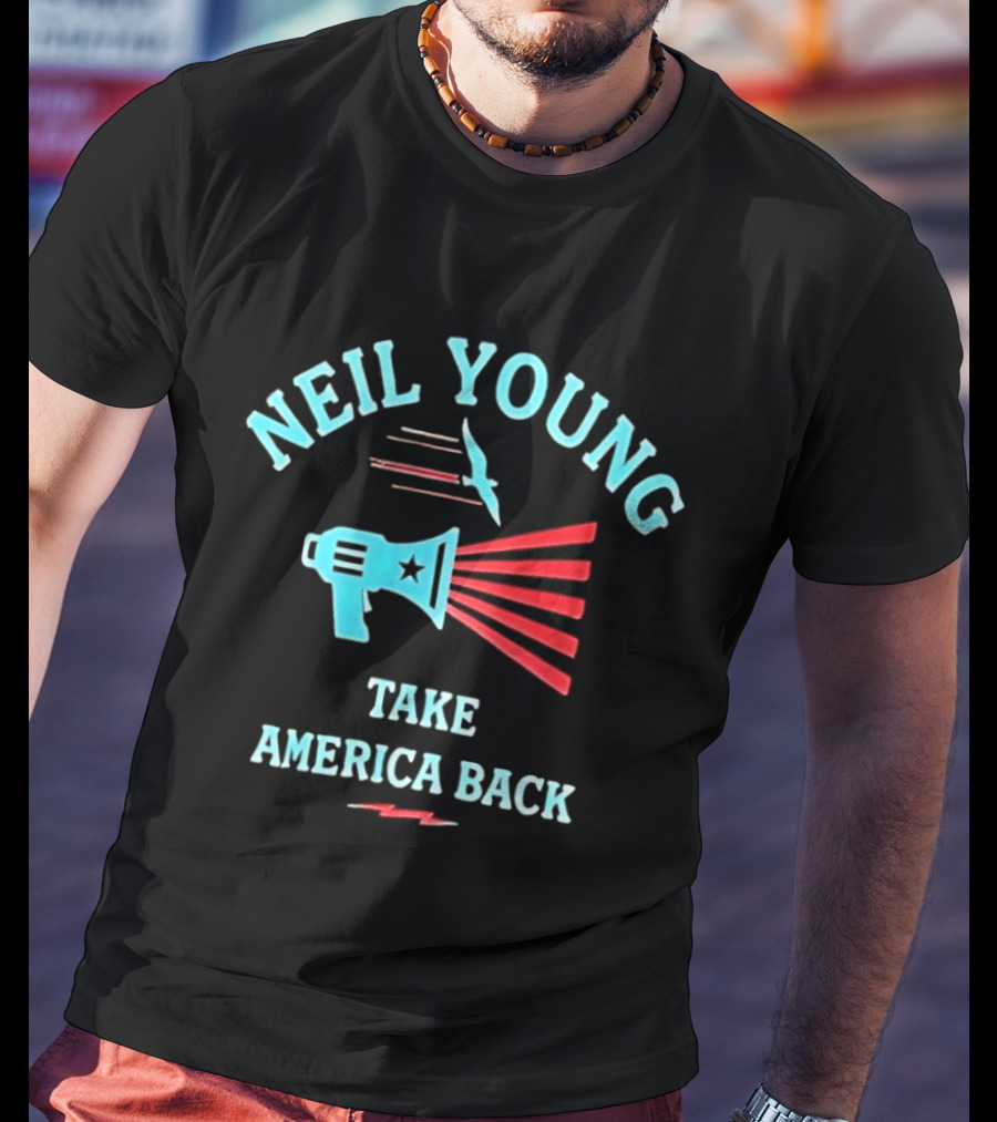 Neil Young Take America Back Megaphone And Bird T-Shirt