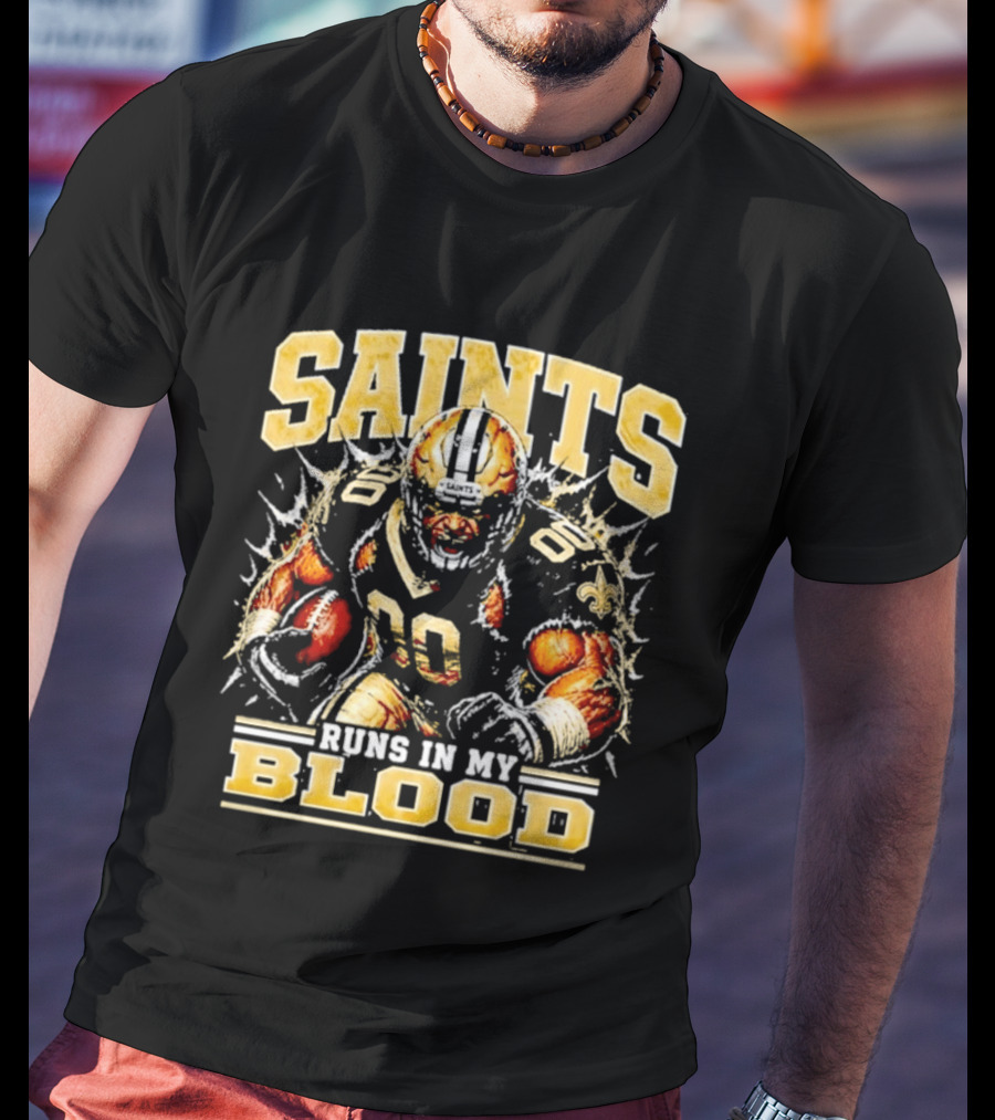 New Orleans Saints Football Runs In My Blood Team Player T-Shirt