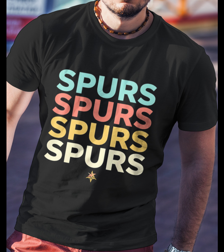 San Antonio Spurs NBA Team Colorful Logo Repetition T-Shirt
