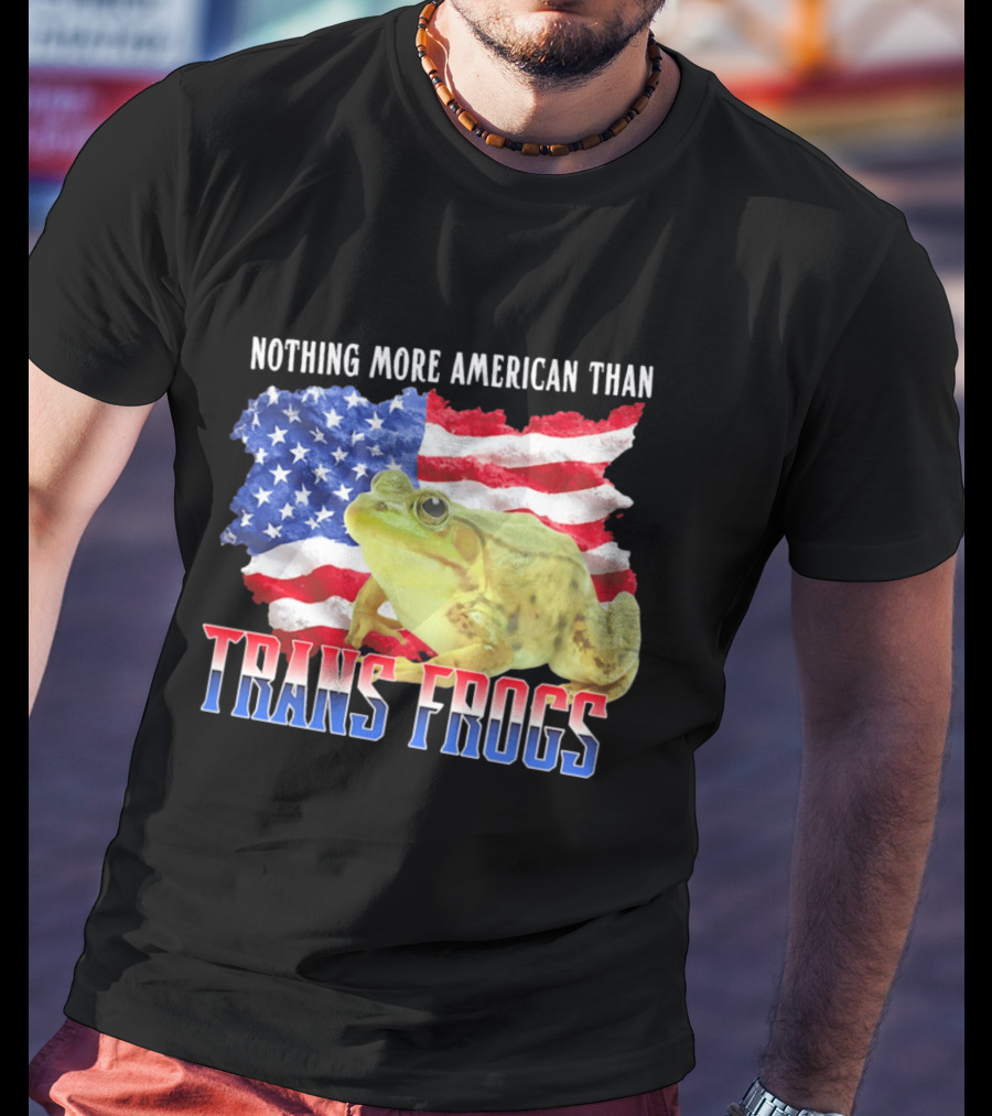 Nothing More American Than Trans Frogs Pride USA Flag Frog T-Shirt