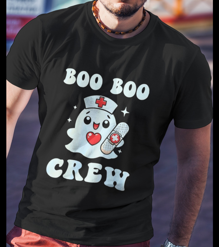 Boo Boo Crew Cute Ghost Nurse Halloween T-Shirt