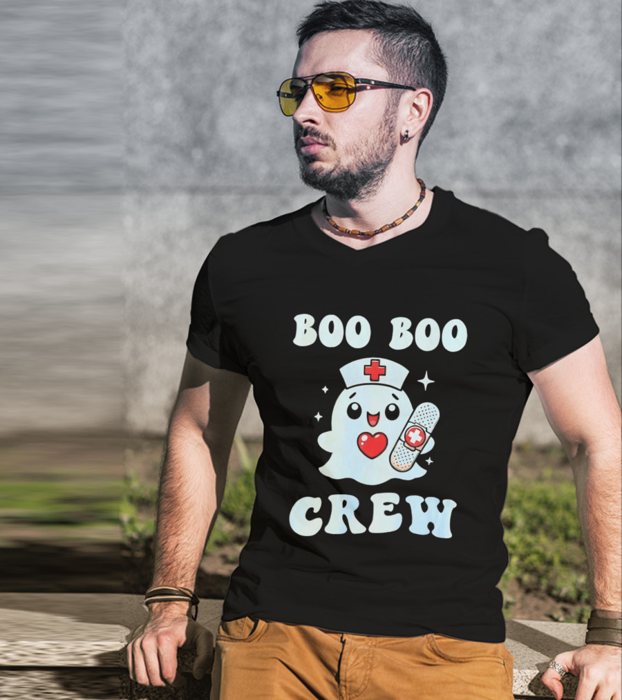 Boo Boo Crew Cute Ghost Nurse Halloween T-Shirt