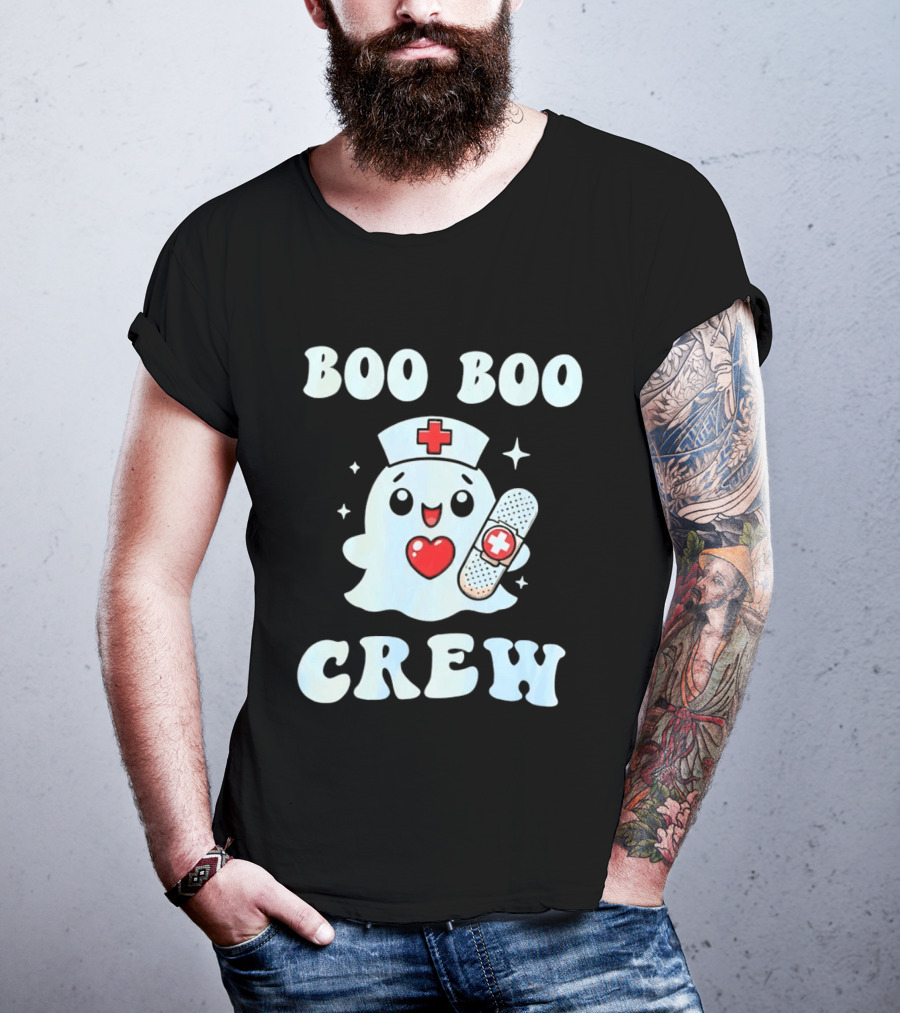 Boo Boo Crew Cute Ghost Nurse Halloween T-Shirt