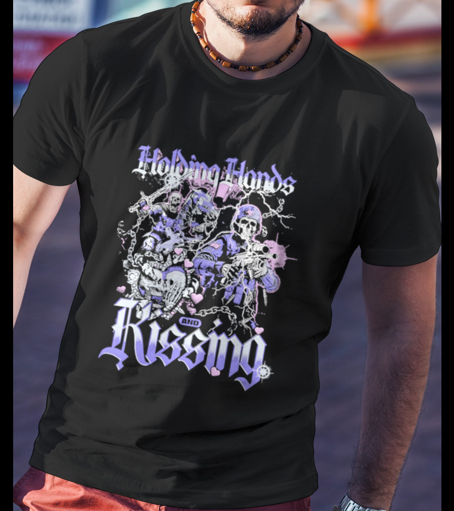 Skeleton Holding Hands Kissing T-Shirt