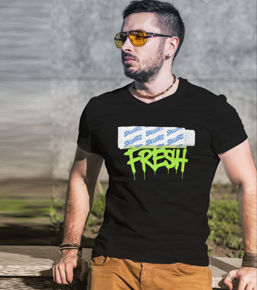 Skulrz Fresh Gum Stylized Wrapper And Green Dripping T-Shirt