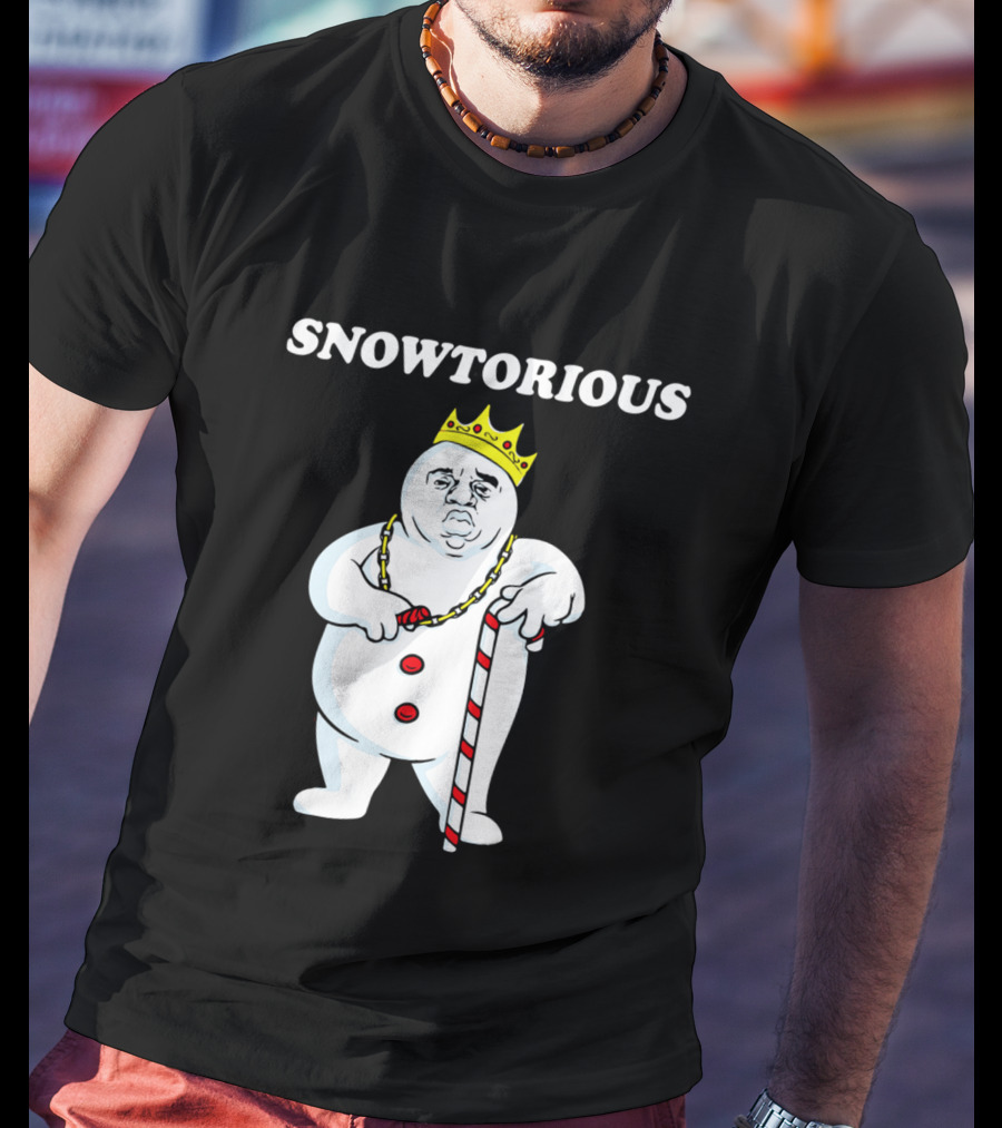 SNOWTORIOUS Funny Christmas King Snowman With Crown And Candy Cane T-Shirt