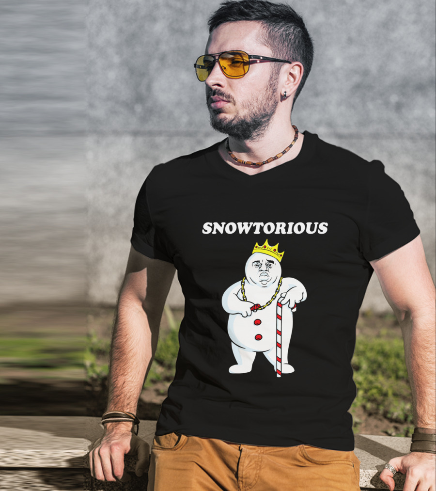 SNOWTORIOUS Funny Christmas King Snowman With Crown And Candy Cane T-Shirt