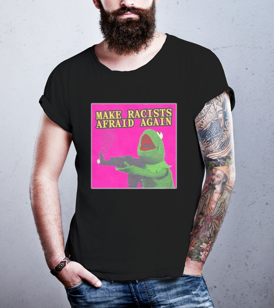 Make Racists Afraid Again Kermit Pepe Parody Pink T-Shirt
