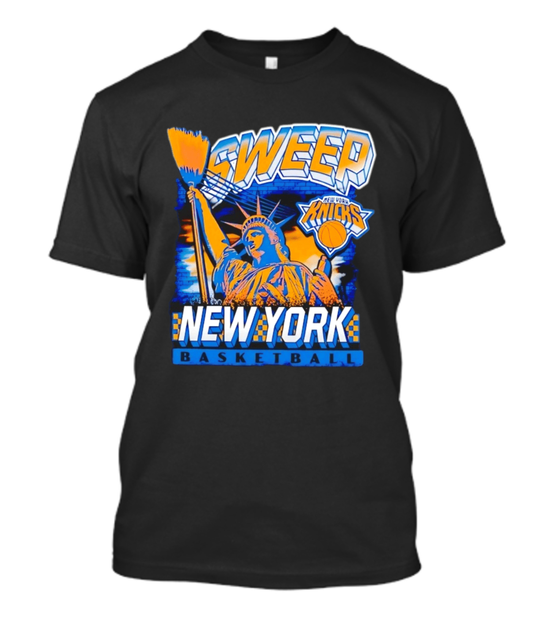 Sweep New York Knicks Basketball Statue Of Liberty T-Shirt