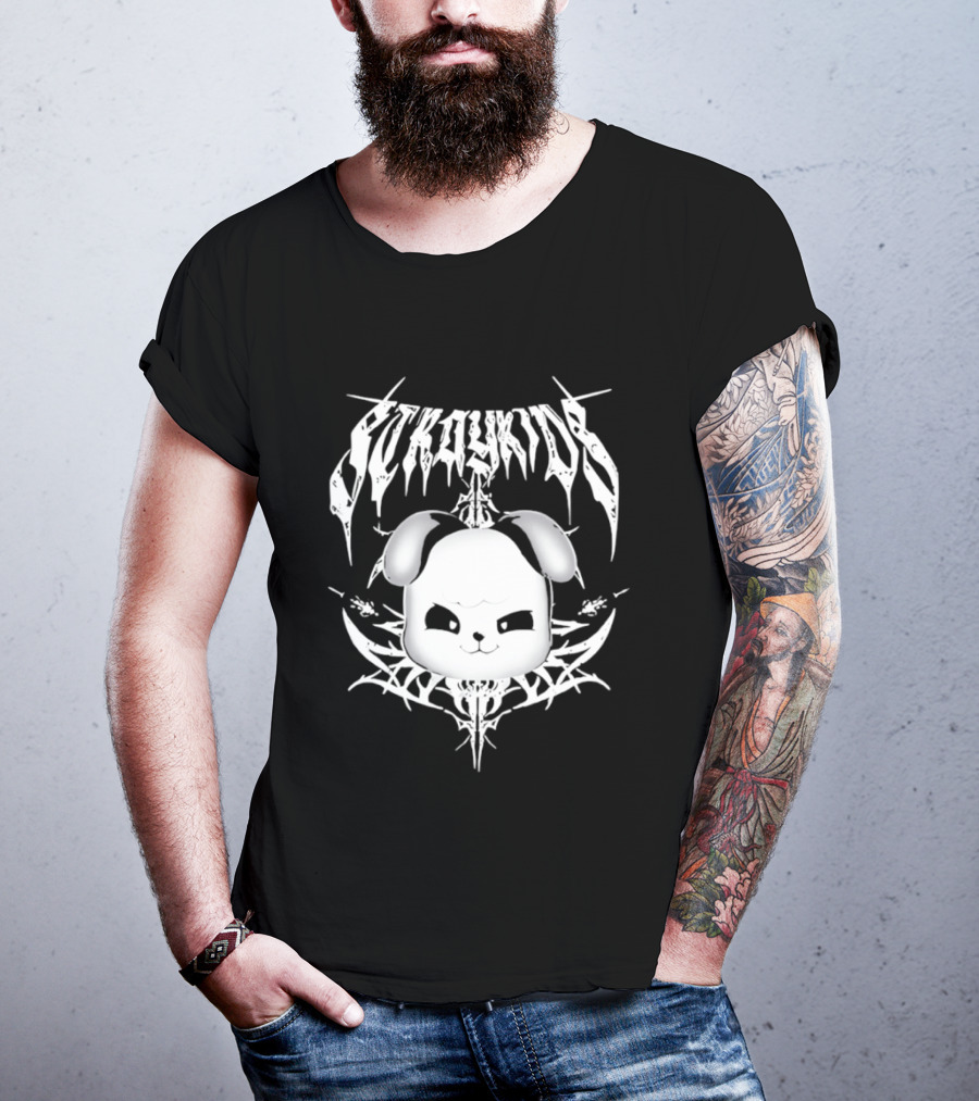 PuppyM Stray Kids Death Metal Style Band T-Shirt
