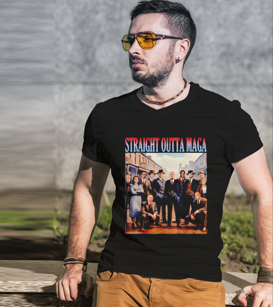 Straight Outta MAGA Donald Trump Elon Musk Tucker Carlson Vivek Ramaswamy Peaky Blinders T-Shirt