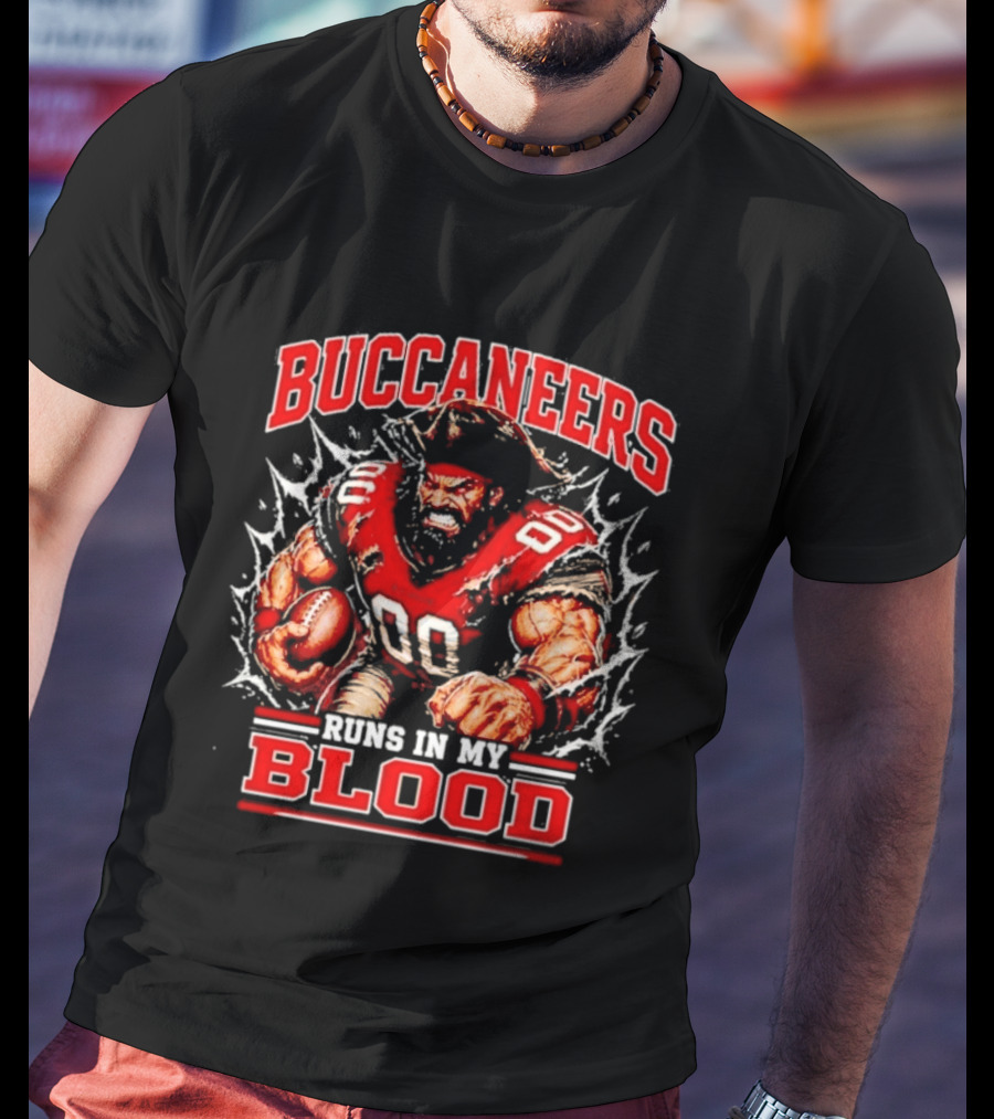 Buccaneers Runs In My Blood Football Player Team Spirit T-Shirt