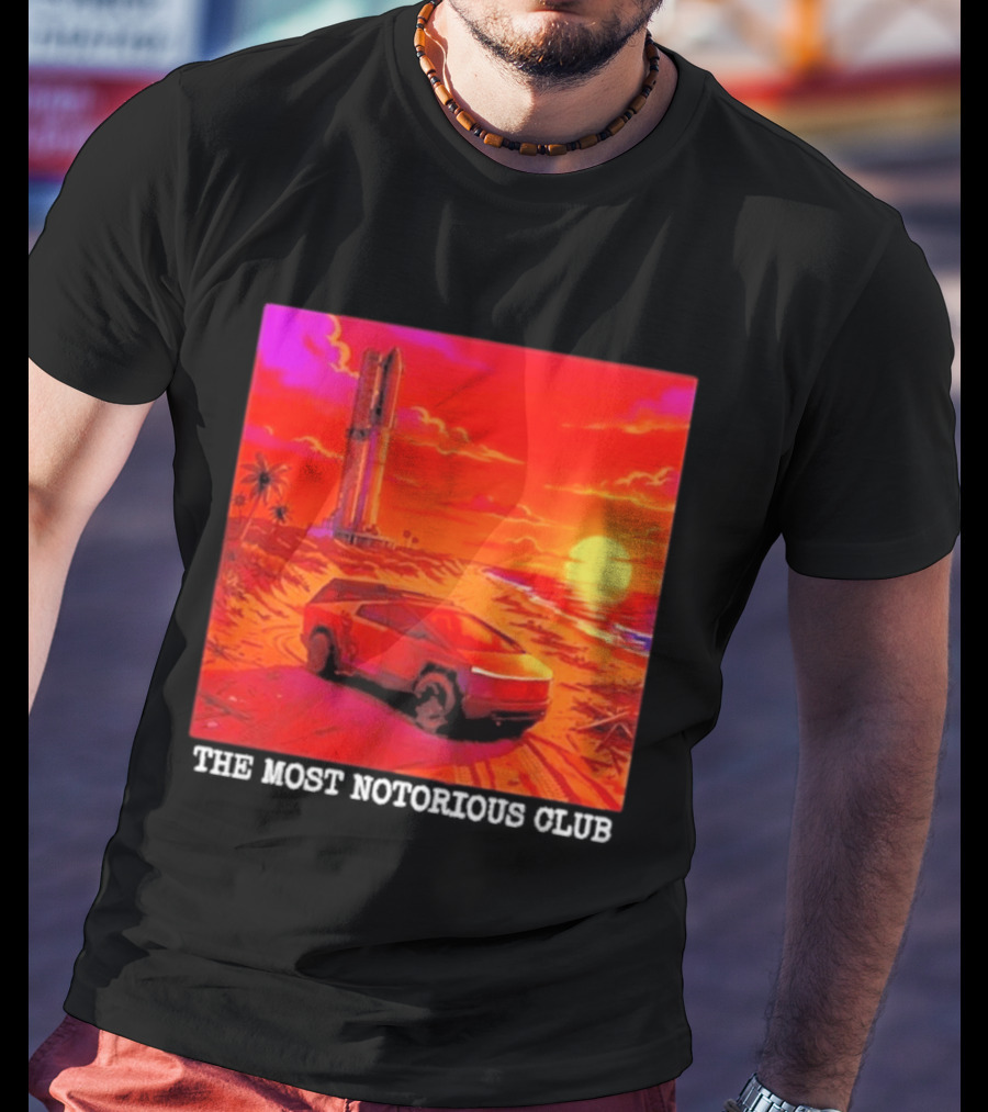 Tesla Cybertruck Sunset Beach Tower The Most Notorious Club T-Shirt