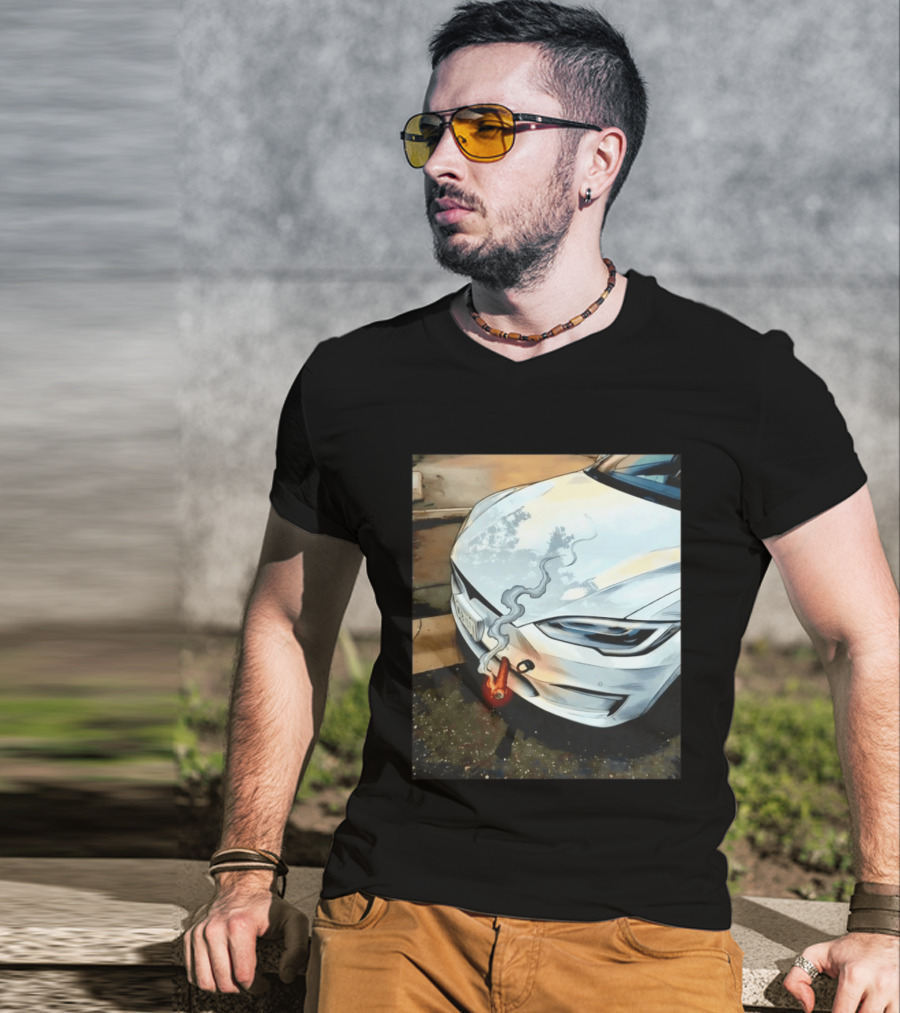 Tesla Car Smoking Light It Up T-Shirt