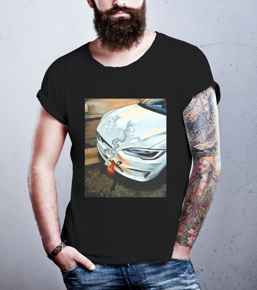 Tesla Car Smoking Light It Up T-Shirt